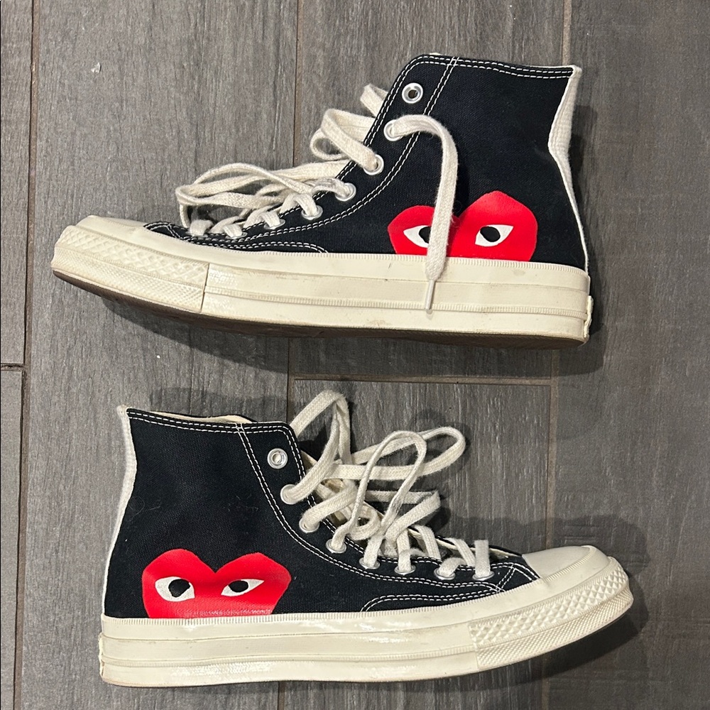 Comme des Garçons x Converse  Black High-Top with Red Heart EUC